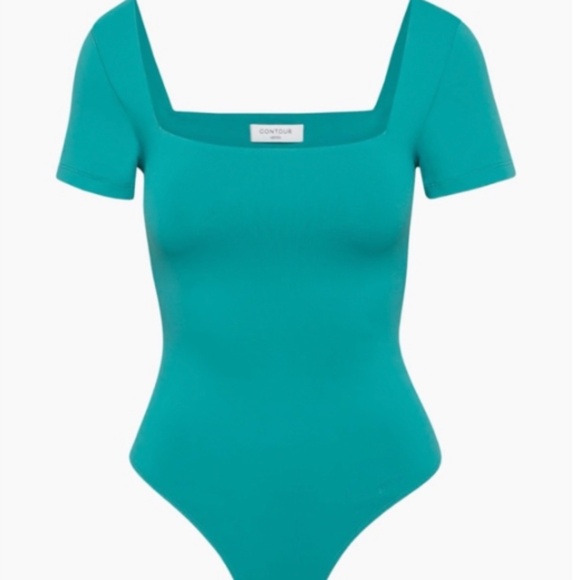 Babaton Tops - Aritzia Babaton Contour Square Neck Bodysuit in Oxidized Teal